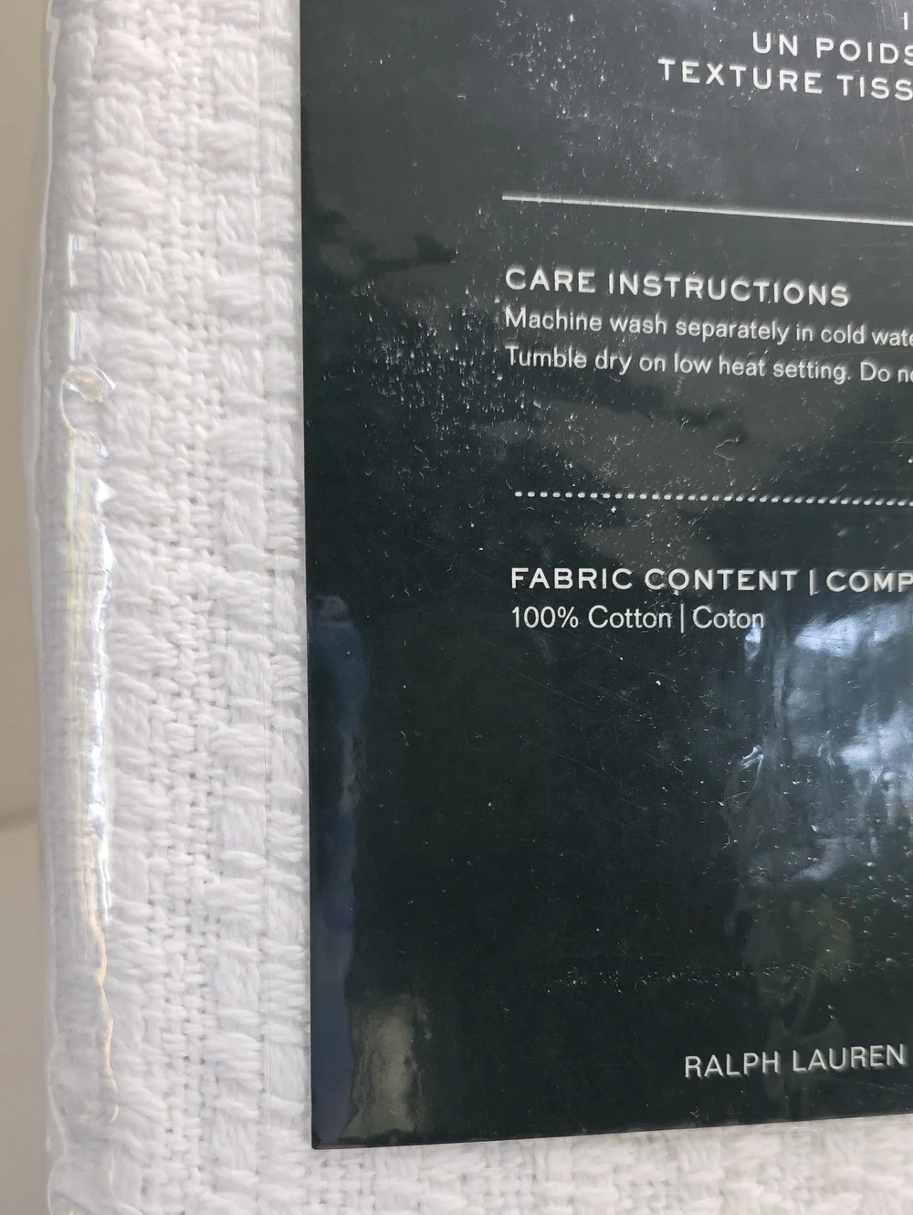 NWT Lauren Ralph Lauren Twin 100% Cotton Woven White Lightweight Blanket
